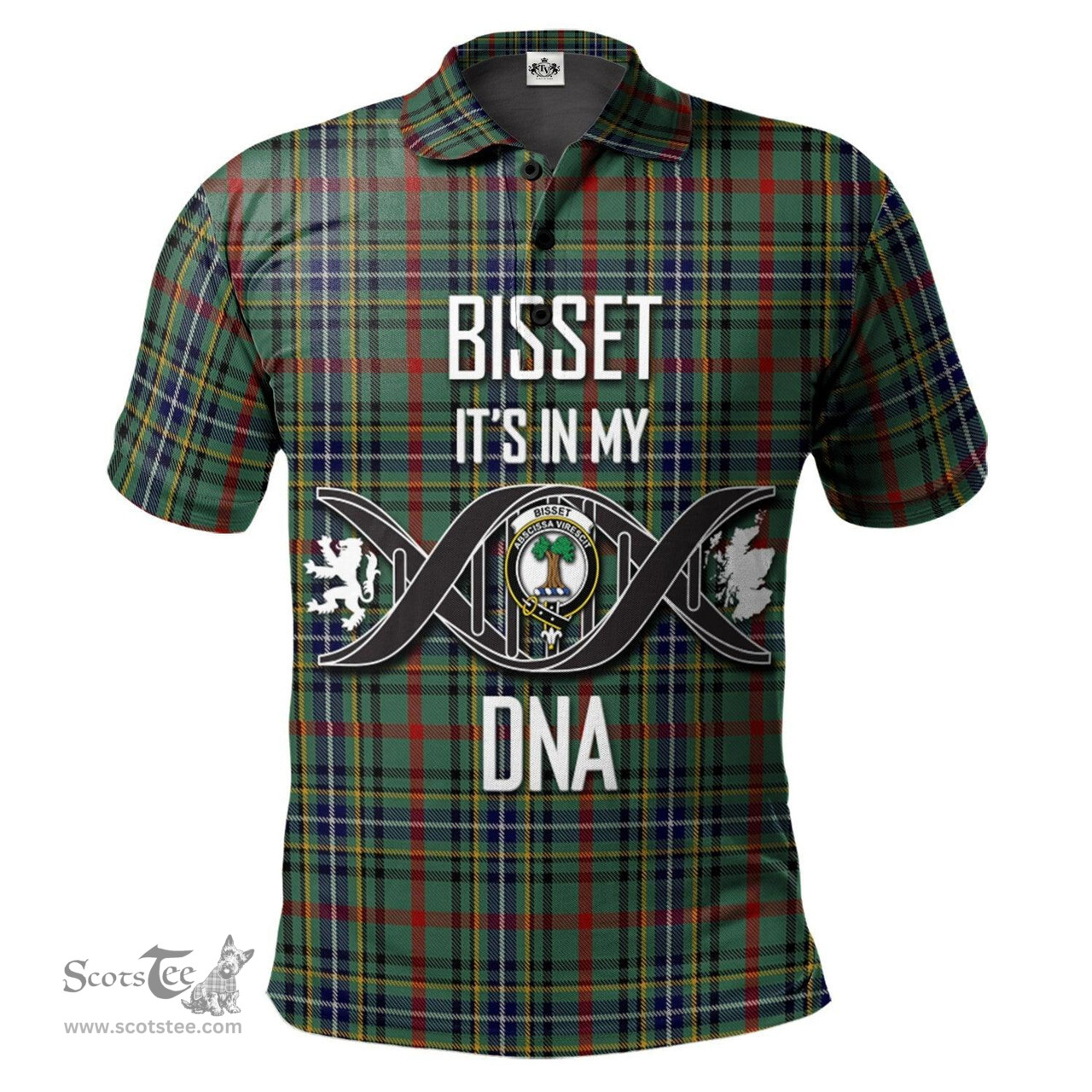 Scottish Bisset Clan It's In My DNA - DNA In Me Crest Tartan Polo Shirt Scottish Plaid Tartan Plaid - ScotsTee - scotstee.com