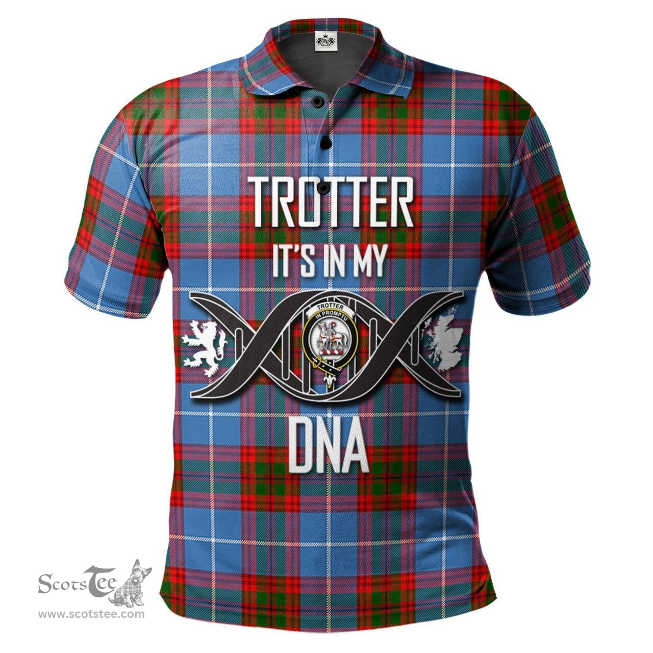 Scottish Trotter Clan It's In My DNA - DNA In Me Crest Tartan Polo Shirt Scottish Plaid Tartan Plaid - ScotsTee - scotstee.com