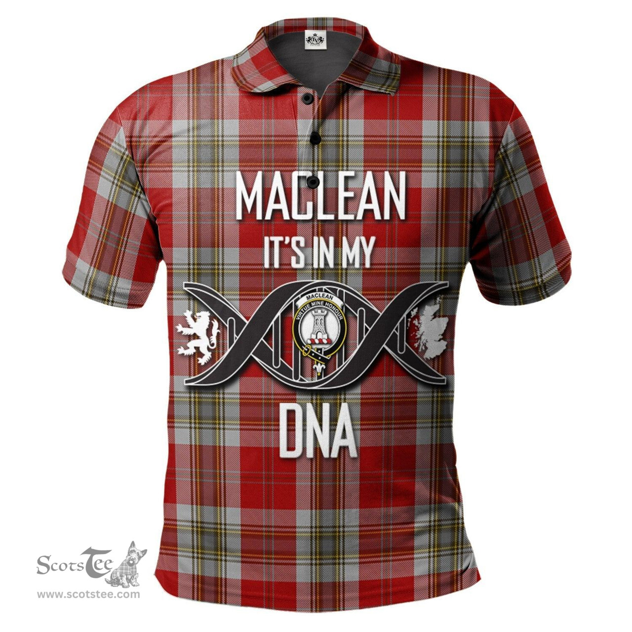 Scottish MacLean of Duart Dress Red Clan It's In My DNA - DNA In Me Crest Tartan Polo Shirt Scottish Plaid Tartan Plaid - ScotsTee - scotstee.com