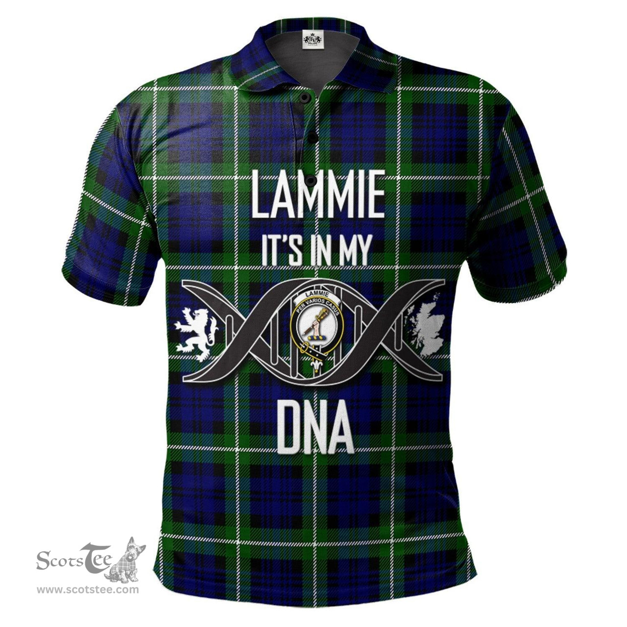 Scottish Lammie Clan It's In My DNA - DNA In Me Crest Tartan Polo Shirt Scottish Plaid Tartan Plaid - ScotsTee - scotstee.com