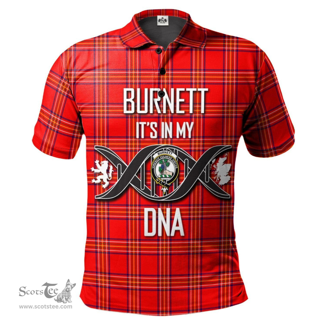 Scottish Burnett Modern Clan It's In My DNA - DNA In Me Crest Tartan Polo Shirt Scottish Plaid Tartan Plaid - ScotsTee - scotstee.com