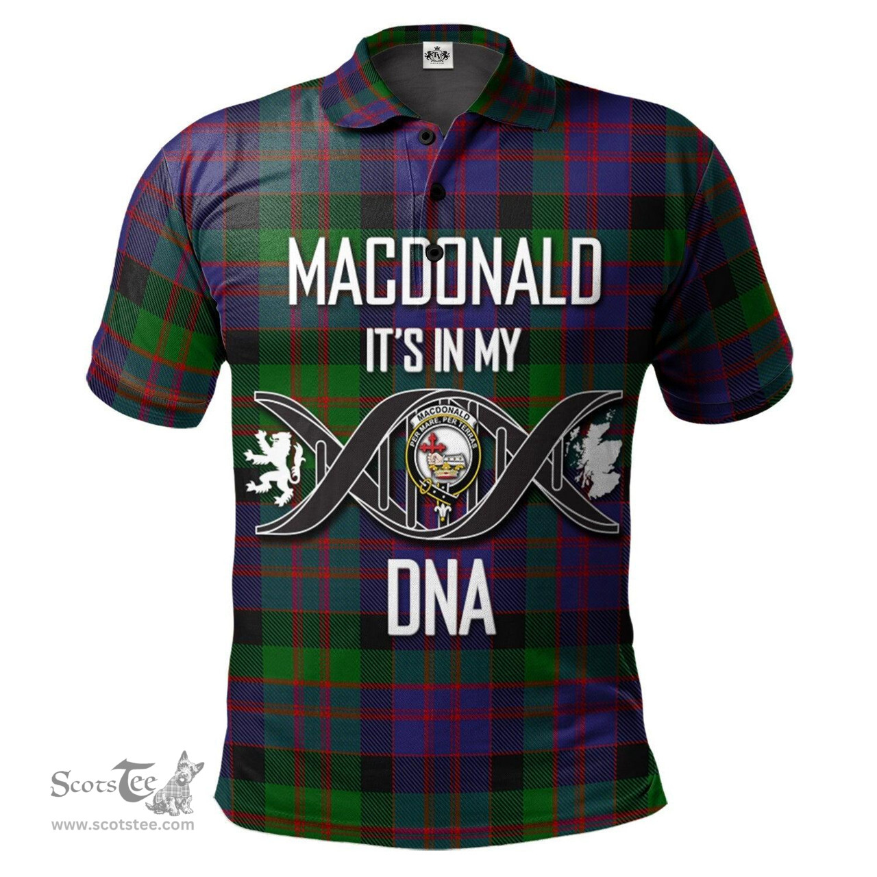 Scottish MacDonald Clan It's In My DNA - DNA In Me Crest Tartan Polo Shirt Scottish Plaid Tartan Plaid - ScotsTee - scotstee.com