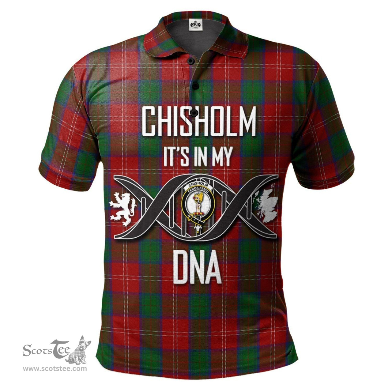 Scottish Chisholm Clan It's In My DNA - DNA In Me Crest Tartan Polo Shirt Scottish Plaid Tartan Plaid - ScotsTee - scotstee.com