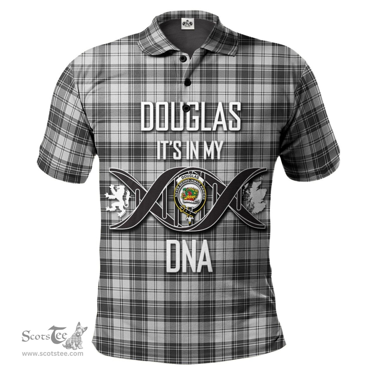Scottish Douglas Grey Modern Clan It's In My DNA - DNA In Me Crest Tartan Polo Shirt Scottish Plaid Tartan Plaid - ScotsTee - scotstee.com