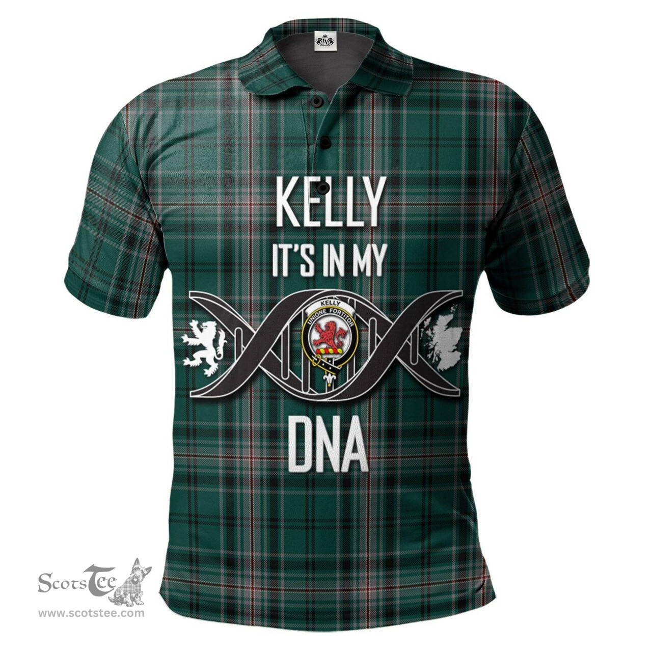 Scottish Kelly of Sleat Hunting Clan It's In My DNA - DNA In Me Crest Tartan Polo Shirt Scottish Plaid Tartan Plaid - ScotsTee - scotstee.com