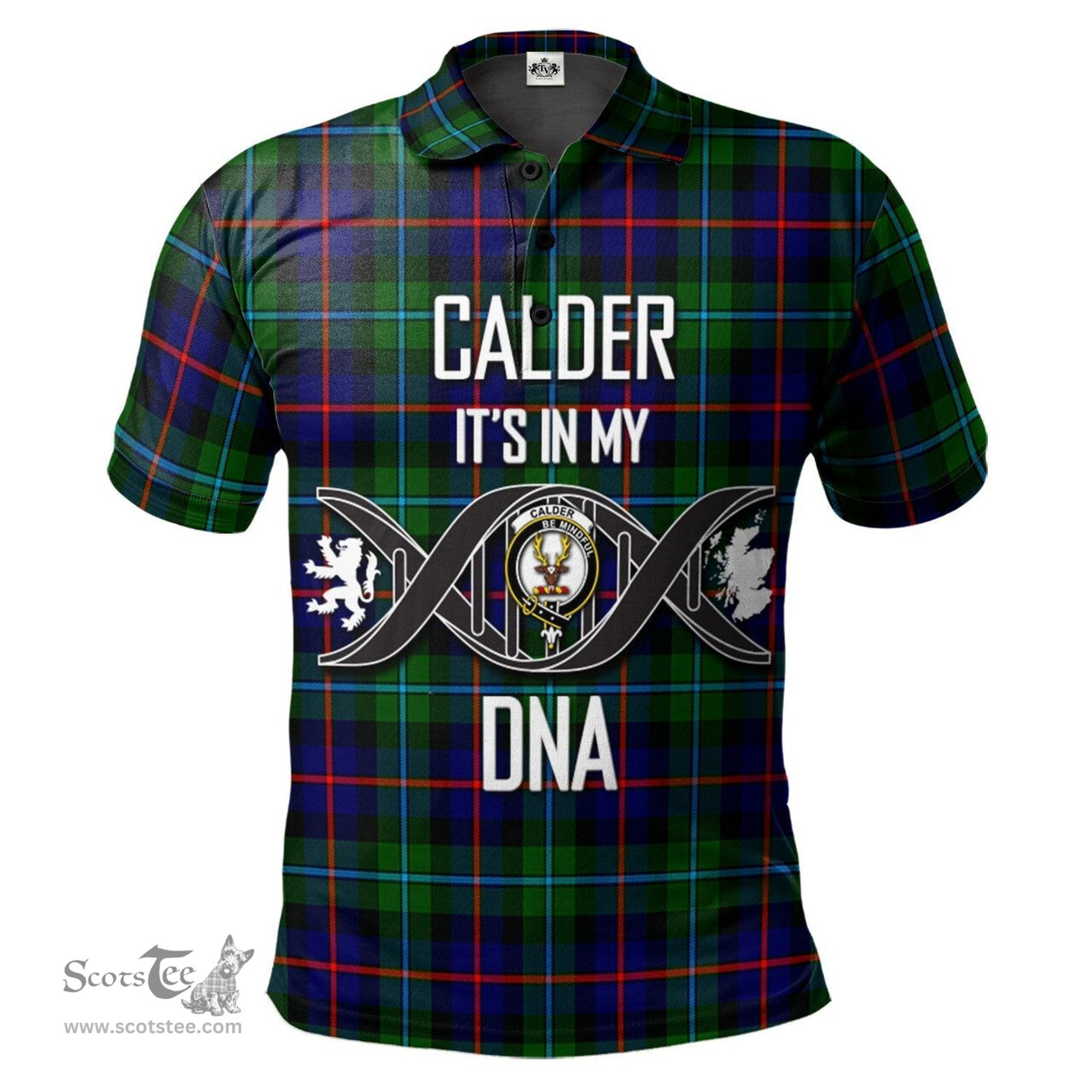 Scottish Calder Modern Clan It's In My DNA - DNA In Me Crest Tartan Polo Shirt Scottish Plaid Tartan Plaid - ScotsTee - scotstee.com