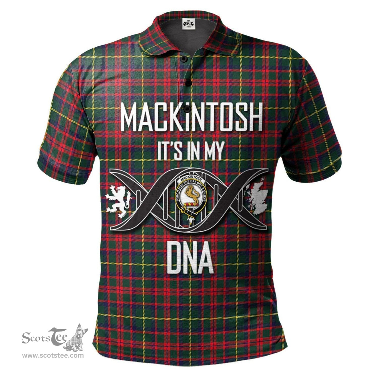 Scottish MacKintosh Hunting Modern Clan It's In My DNA - DNA In Me Crest Tartan Polo Shirt Scottish Plaid Tartan Plaid - ScotsTee - scotstee.com