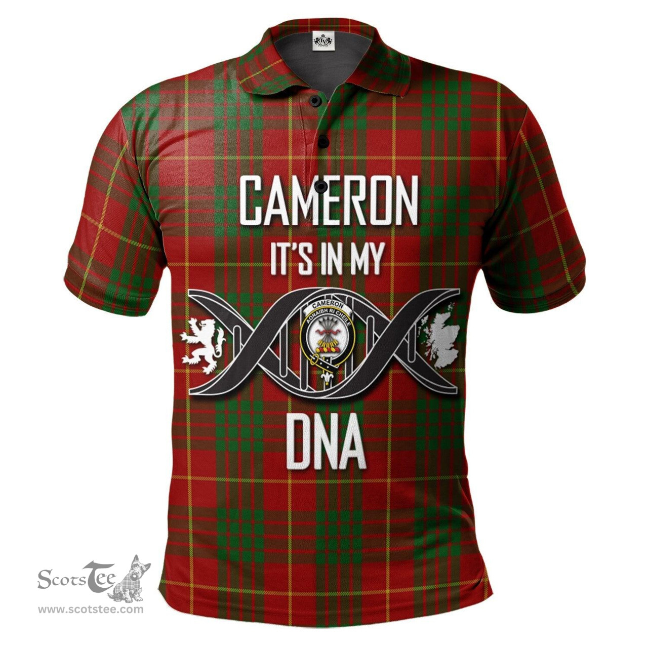 Scottish Cameron Clan It's In My DNA - DNA In Me Crest Tartan Polo Shirt Scottish Plaid Tartan Plaid - ScotsTee - scotstee.com