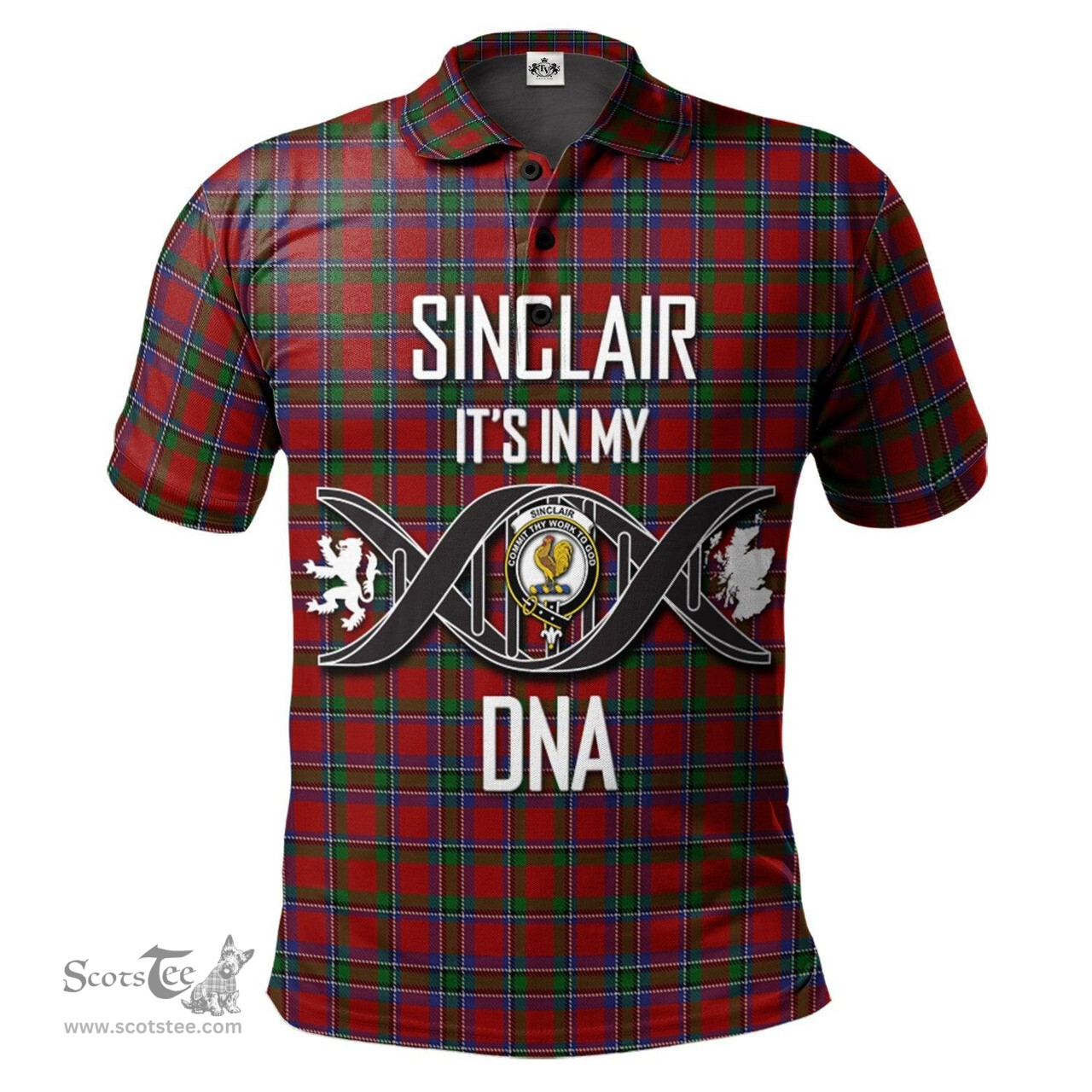 Scottish Sinclair Clan It's In My DNA - DNA In Me Crest Tartan Polo Shirt Scottish Plaid Tartan Plaid - ScotsTee - scotstee.com