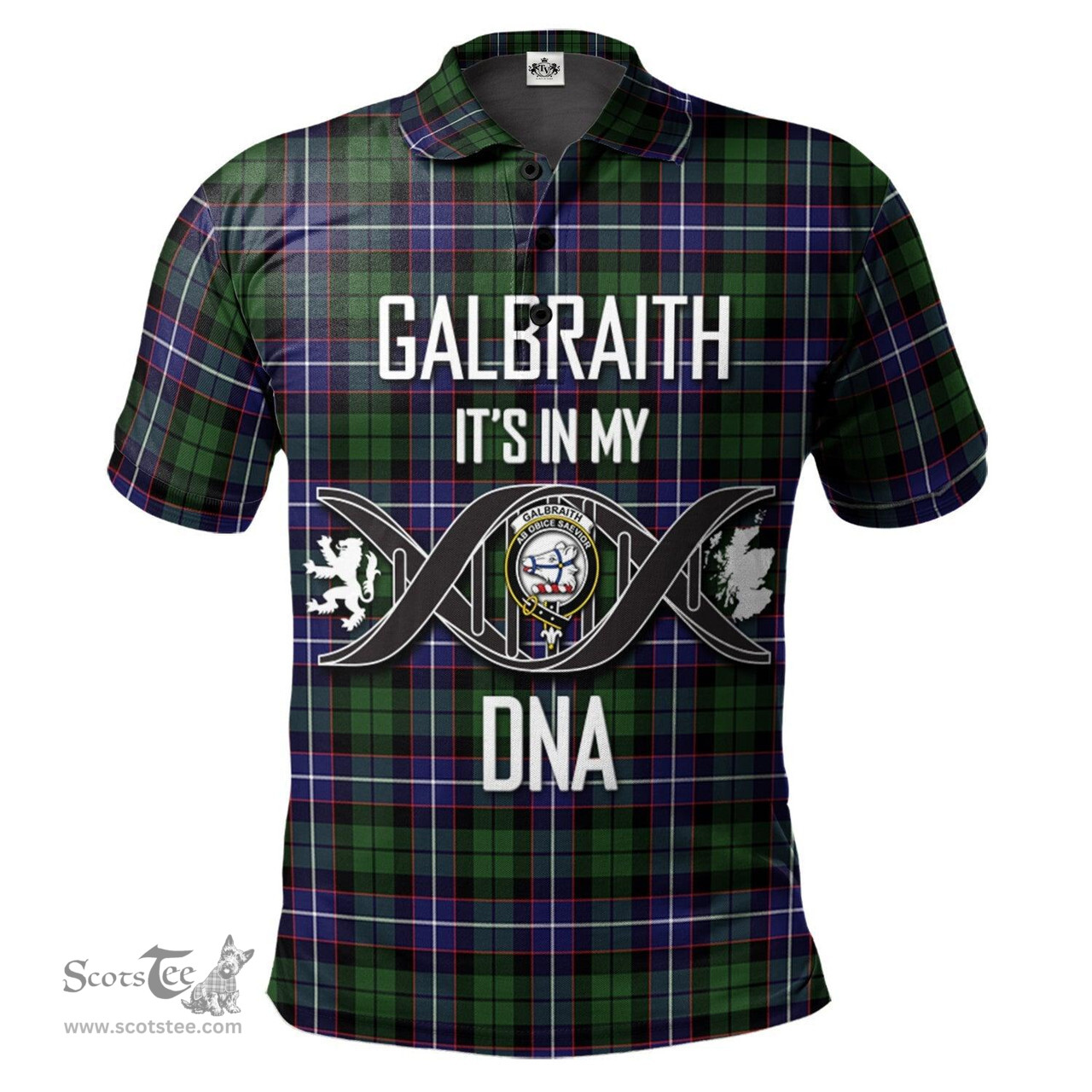 Scottish Galbraith Modern Clan It's In My DNA - DNA In Me Crest Tartan Polo Shirt Scottish Plaid Tartan Plaid - ScotsTee - scotstee.com