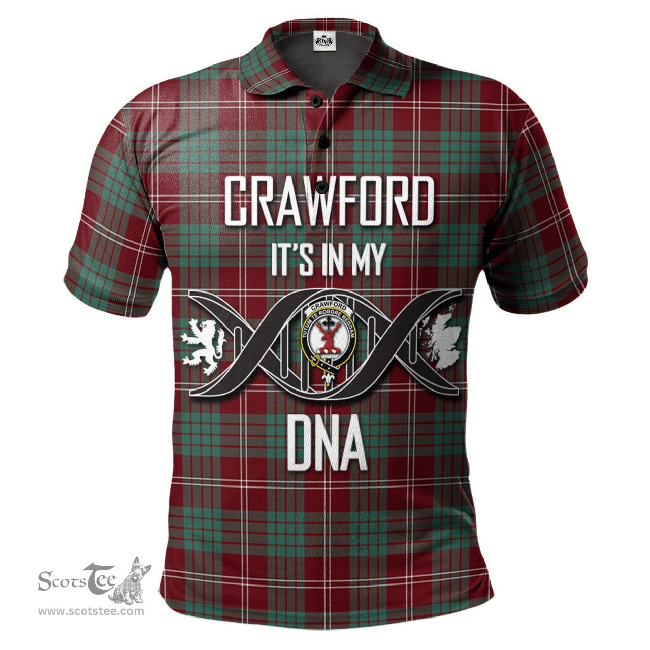 Scottish Crawford Modern Clan It's In My DNA - DNA In Me Crest Tartan Polo Shirt Scottish Plaid Tartan Plaid - ScotsTee - scotstee.com