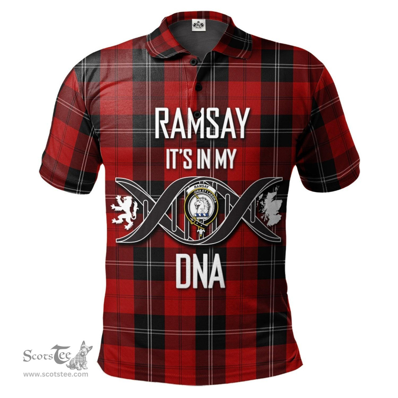 Scottish Ramsay Clan It's In My DNA - DNA In Me Crest Tartan Polo Shirt Scottish Plaid Tartan Plaid - ScotsTee - scotstee.com