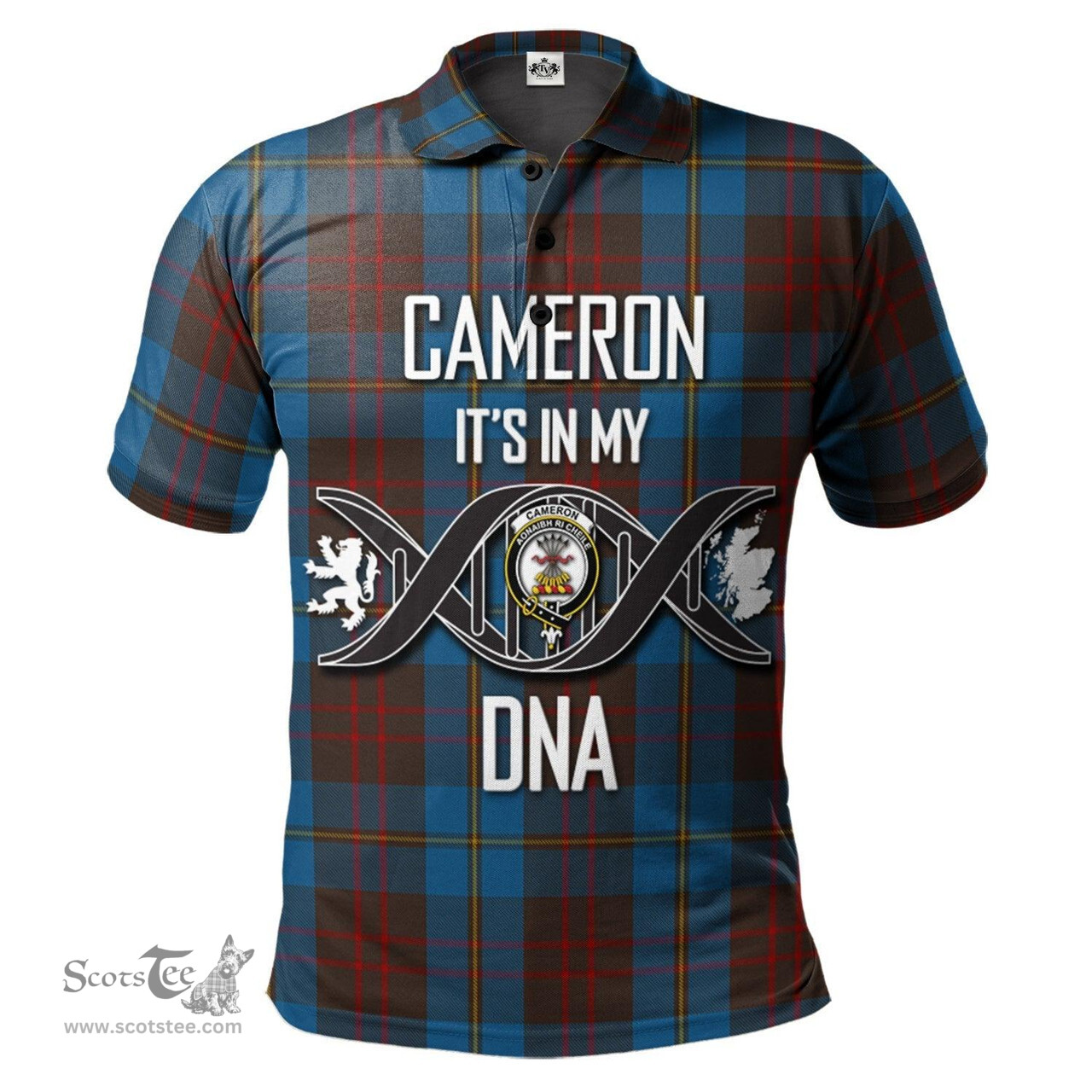 Scottish Cameron Hunting Clan It's In My DNA - DNA In Me Crest Tartan Polo Shirt Scottish Plaid Tartan Plaid - ScotsTee - scotstee.com