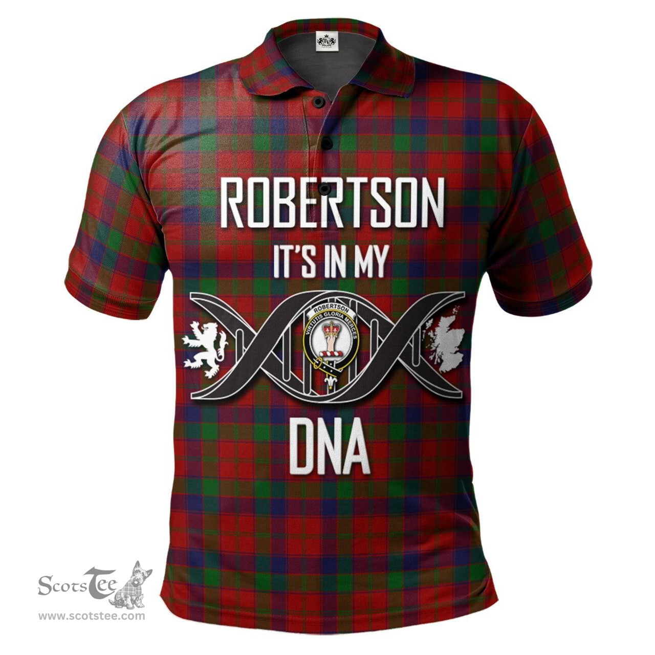 Scottish Robertson Clan It's In My DNA - DNA In Me Crest Tartan Polo Shirt Scottish Plaid Tartan Plaid - ScotsTee - scotstee.com