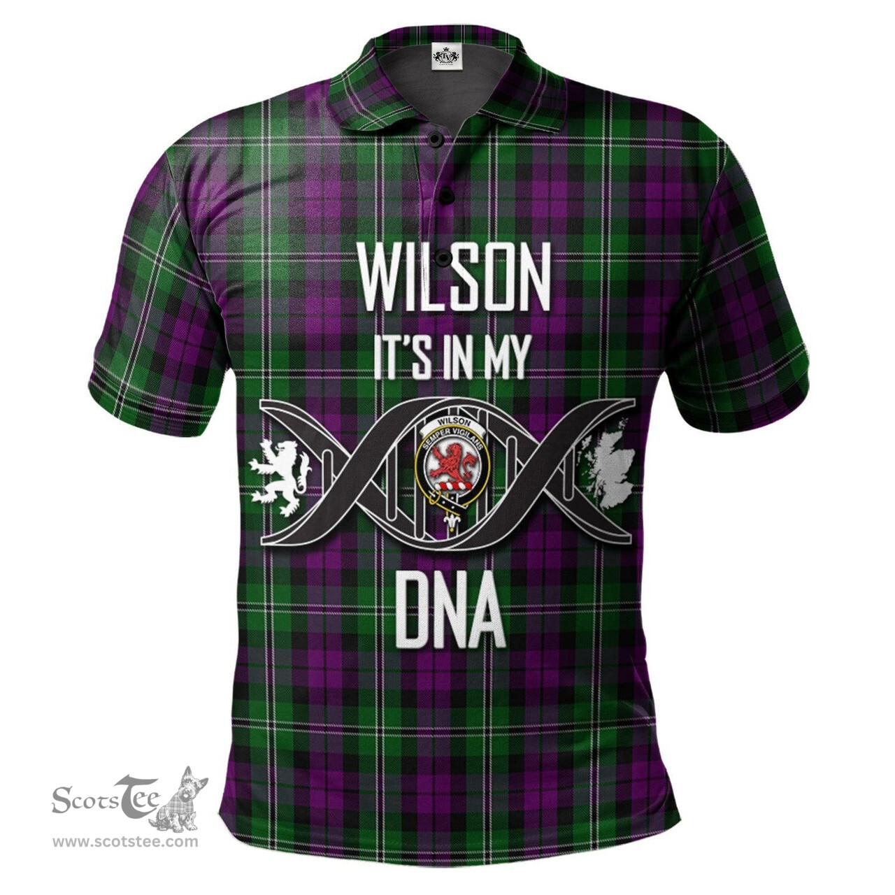 Scottish Wilson Clan It's In My DNA - DNA In Me Crest Tartan Polo Shirt Scottish Plaid Tartan Plaid - ScotsTee - scotstee.com