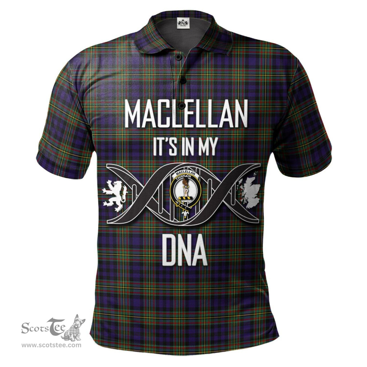 Scottish MacLellan Clan It's In My DNA - DNA In Me Crest Tartan Polo Shirt Scottish Plaid Tartan Plaid - ScotsTee - scotstee.com