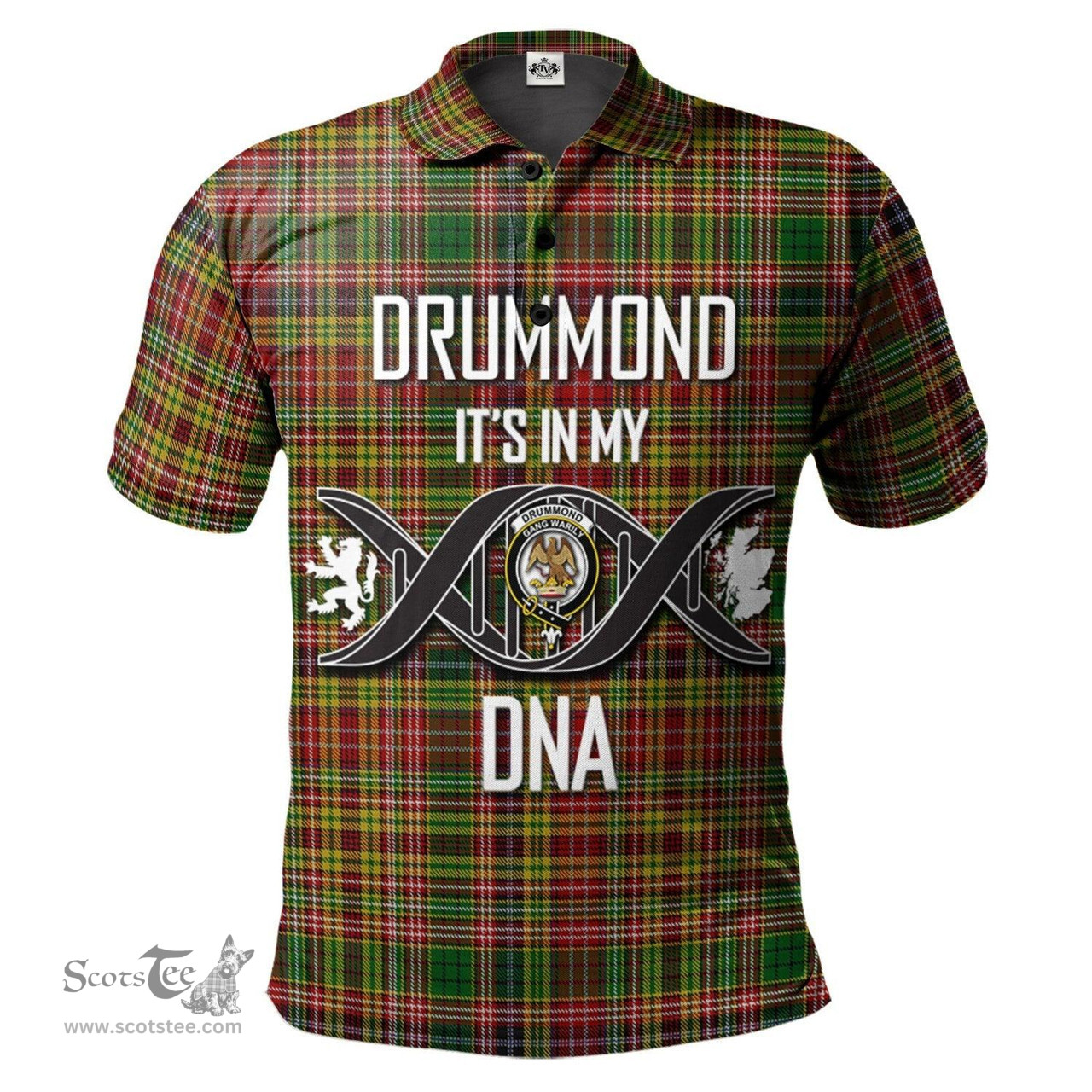 Scottish Drummond of Strathallan Clan It's In My DNA - DNA In Me Crest Tartan Polo Shirt Scottish Plaid Tartan Plaid - ScotsTee - scotstee.com