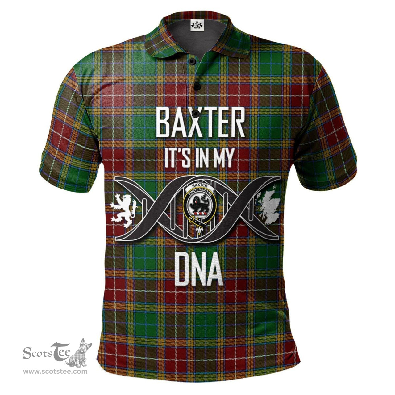 Scottish Baxter Clan It's In My DNA - DNA In Me Crest Tartan Polo Shirt Scottish Plaid Tartan Plaid - ScotsTee - scotstee.com