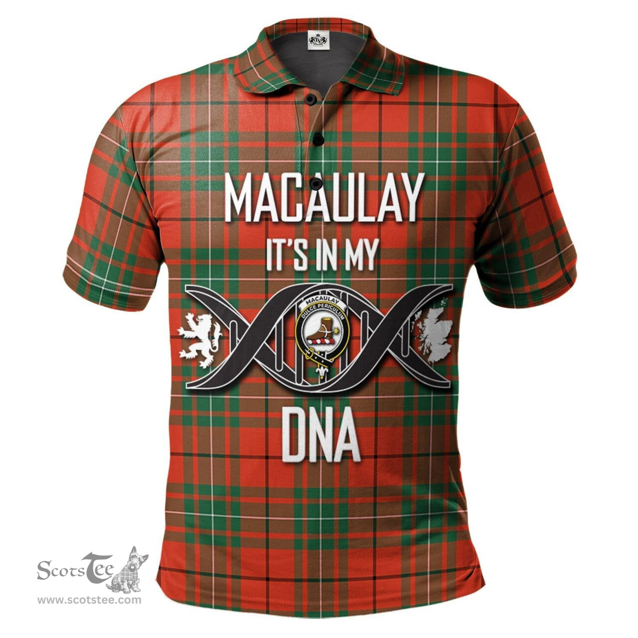 Scottish MacAulay Ancient Clan It's In My DNA - DNA In Me Crest Tartan Polo Shirt Scottish Plaid Tartan Plaid - ScotsTee - scotstee.com