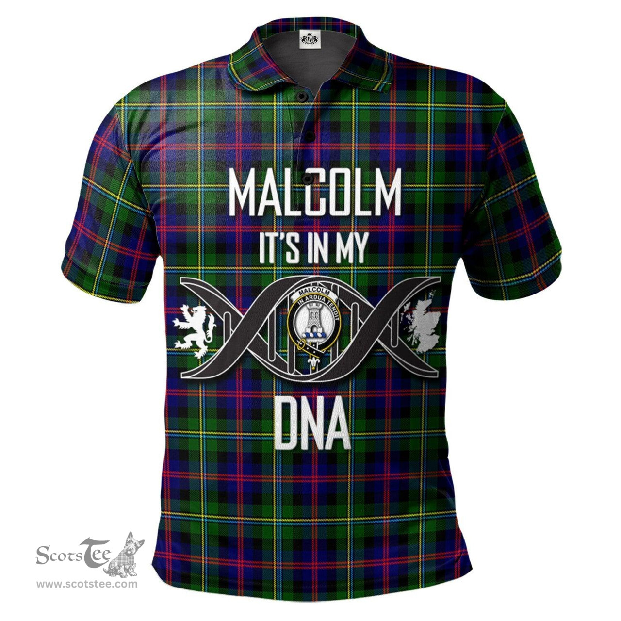 Scottish Malcolm Clan It's In My DNA - DNA In Me Crest Tartan Polo Shirt Scottish Plaid Tartan Plaid - ScotsTee - scotstee.com