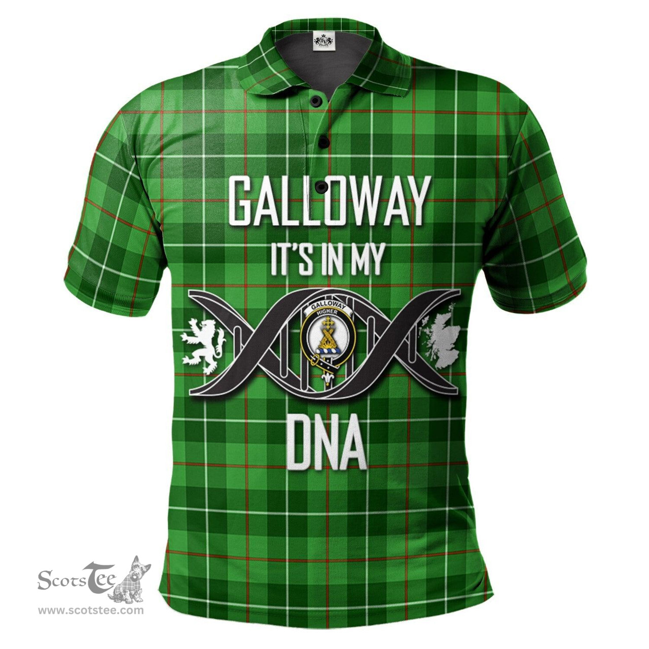Scottish Galloway Clan It's In My DNA - DNA In Me Crest Tartan Polo Shirt Scottish Plaid Tartan Plaid - ScotsTee - scotstee.com