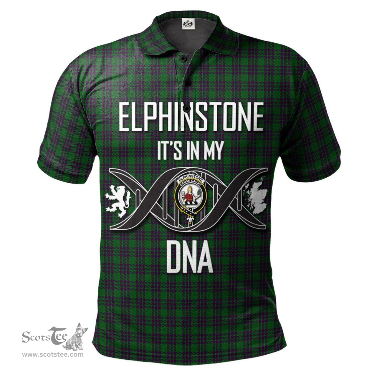 Scottish Elphinstone Clan It's In My DNA - DNA In Me Crest Tartan Polo Shirt Scottish Plaid Tartan Plaid - ScotsTee - scotstee.com