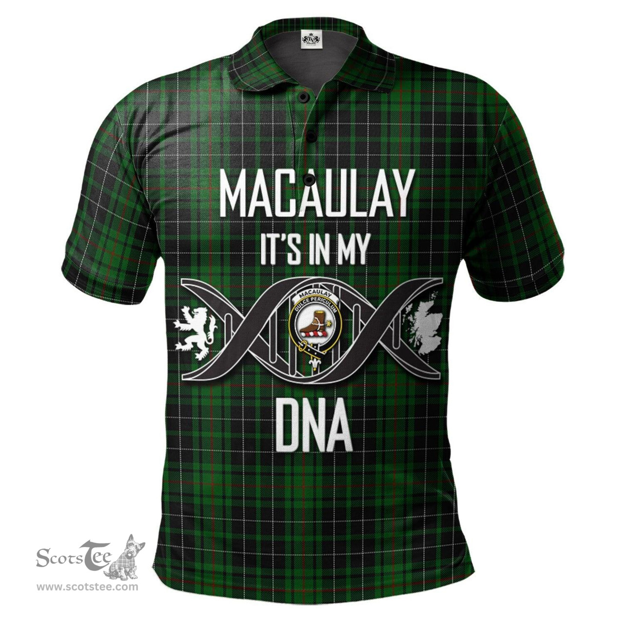 Scottish MacAulay Hunting Clan It's In My DNA - DNA In Me Crest Tartan Polo Shirt Scottish Plaid Tartan Plaid - ScotsTee - scotstee.com