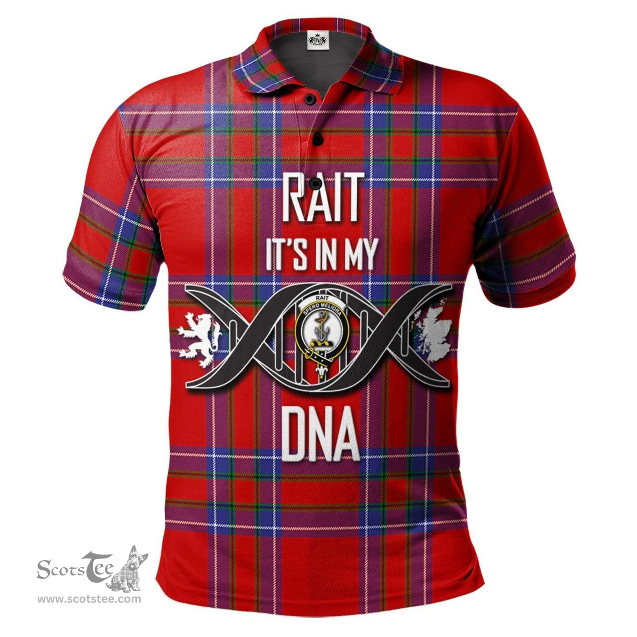Scottish Rait Clan It's In My DNA - DNA In Me Crest Tartan Polo Shirt Scottish Plaid Tartan Plaid - ScotsTee - scotstee.com