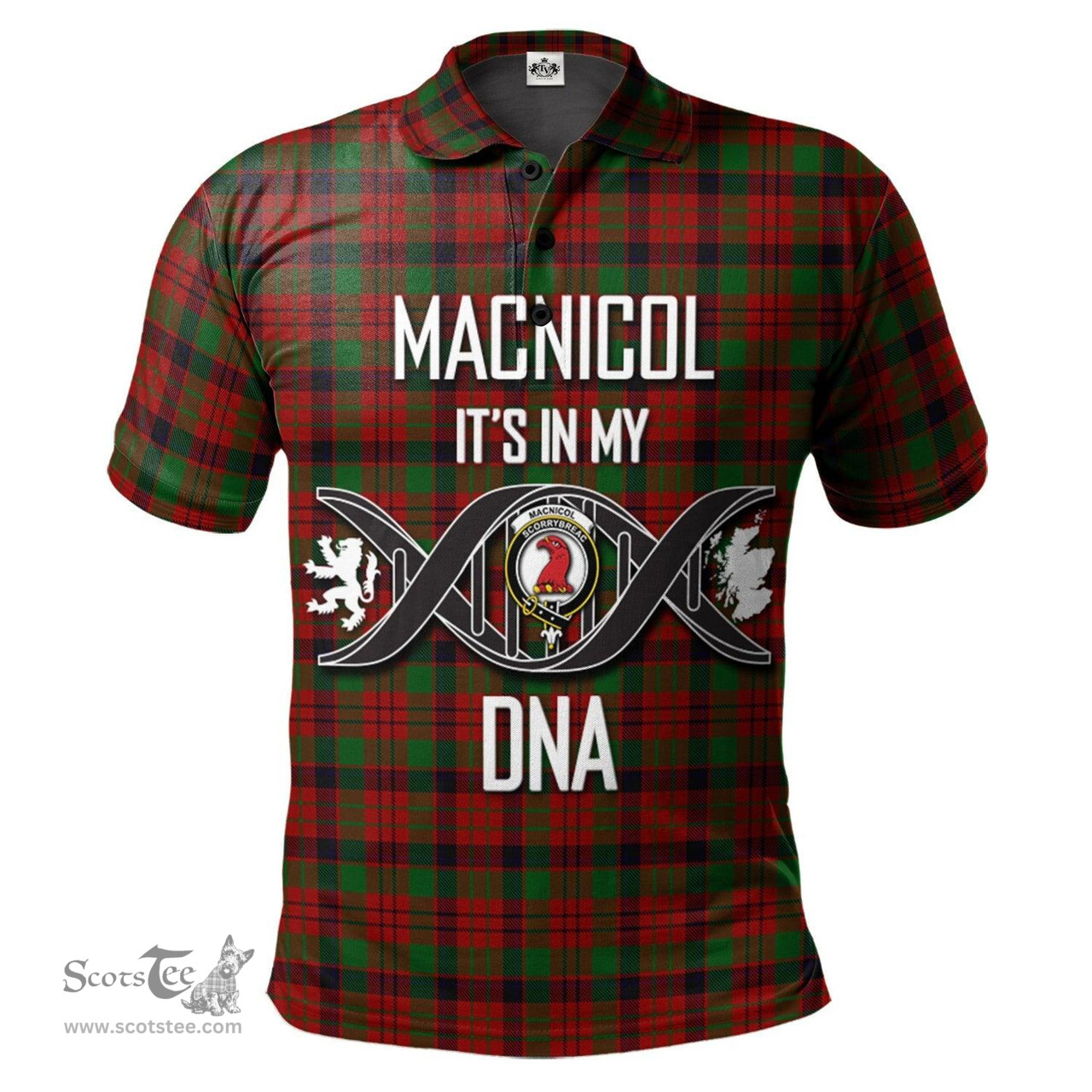 Scottish MacNicol Clan It's In My DNA - DNA In Me Crest Tartan Polo Shirt Scottish Plaid Tartan Plaid - ScotsTee - scotstee.com