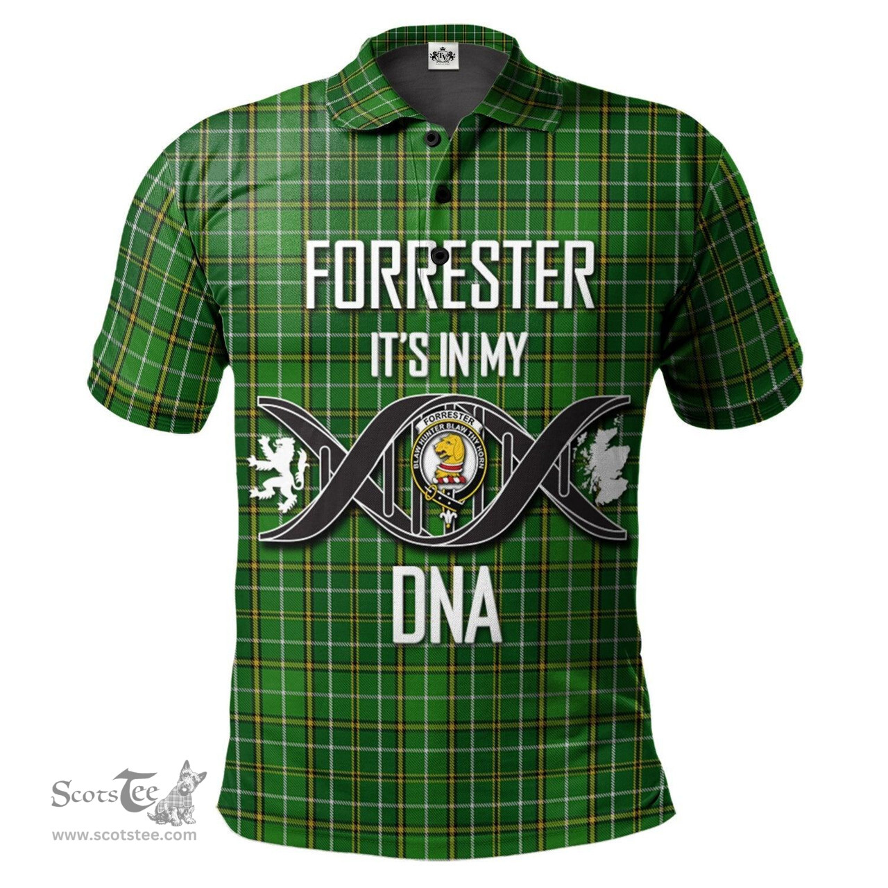 Scottish Forrester or Foster Hunting Clan It's In My DNA - DNA In Me Crest Tartan Polo Shirt Scottish Plaid Tartan Plaid - ScotsTee - scotstee.com