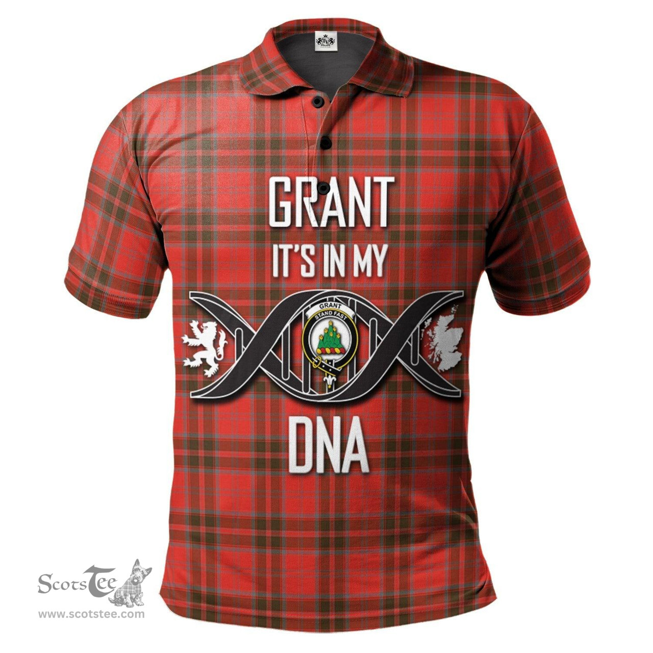 Scottish Grant Weathered Clan It's In My DNA - DNA In Me Crest Tartan Polo Shirt Scottish Plaid Tartan Plaid - ScotsTee - scotstee.com