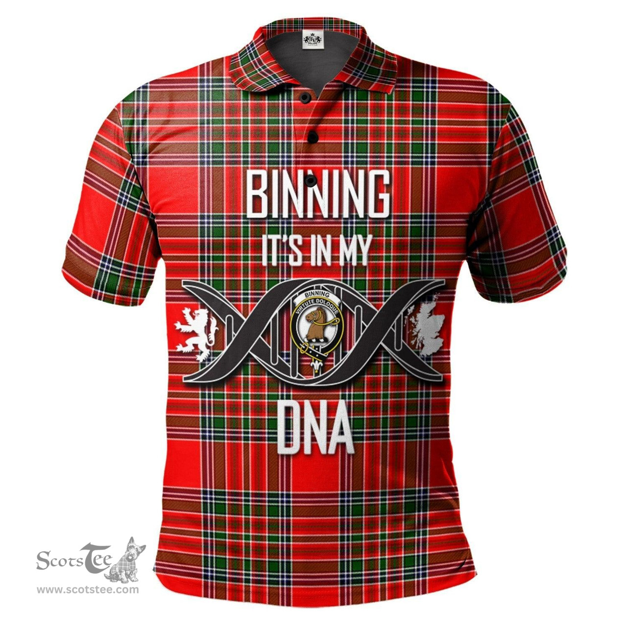 Scottish Binning Clan It's In My DNA - DNA In Me Crest Tartan Polo Shirt Scottish Plaid Tartan Plaid - ScotsTee - scotstee.com