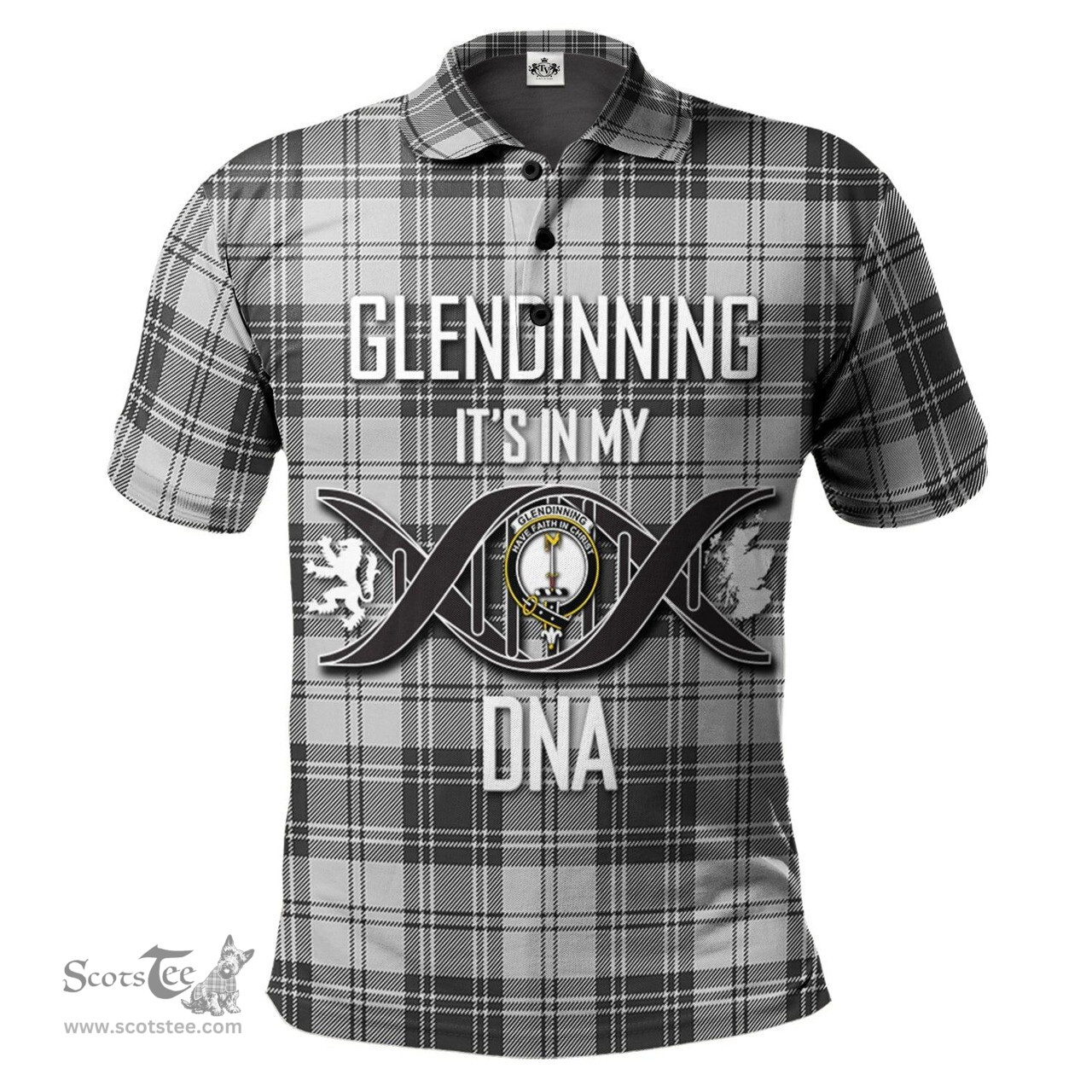 Scottish Glendinning Clan It's In My DNA - DNA In Me Crest Tartan Polo Shirt Scottish Plaid Tartan Plaid - ScotsTee - scotstee.com