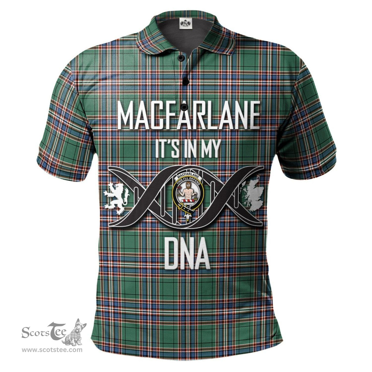 Scottish MacFarlane Hunting Ancient Clan It's In My DNA - DNA In Me Crest Tartan Polo Shirt Scottish Plaid Tartan Plaid - ScotsTee - scotstee.com