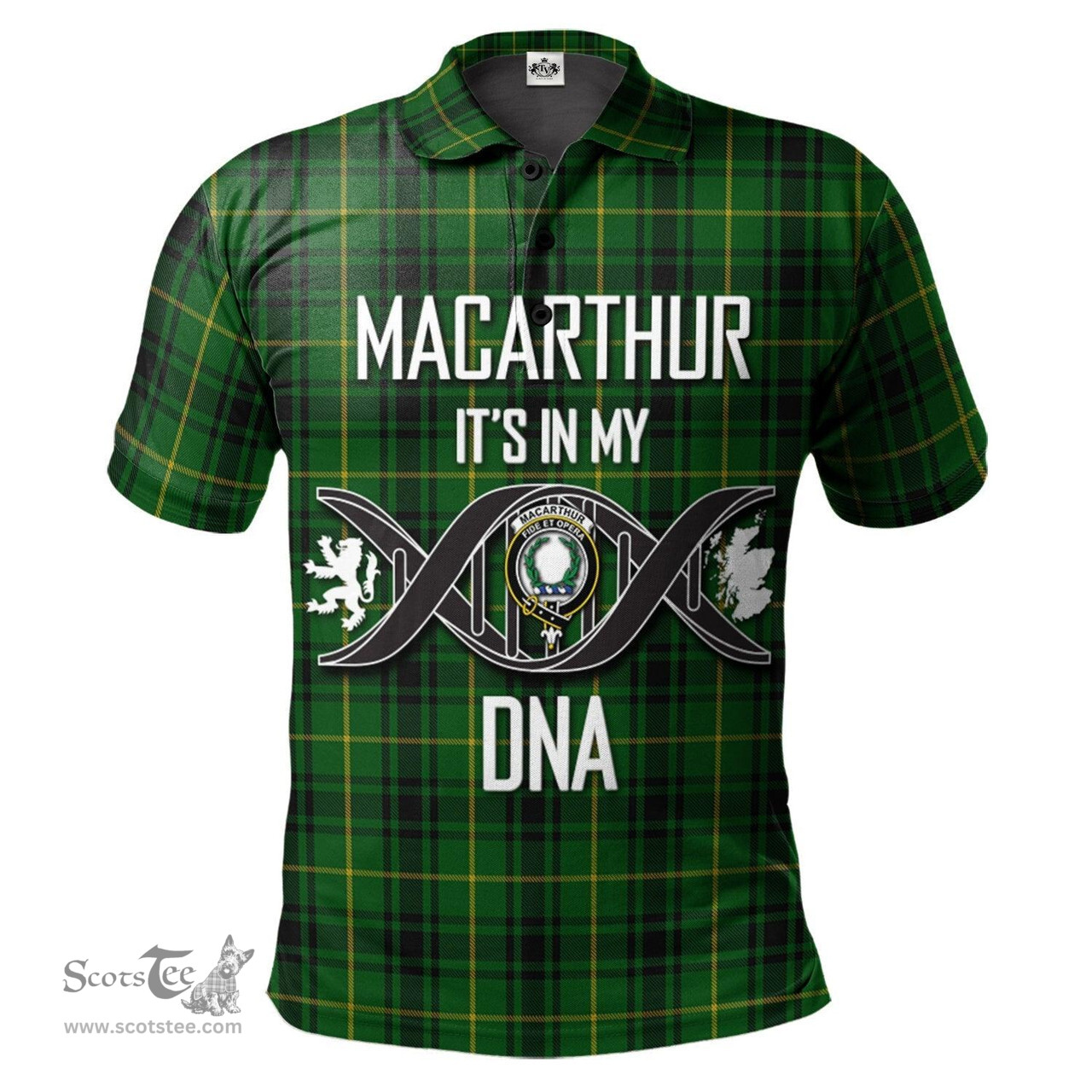 Scottish MacArthur Clan It's In My DNA - DNA In Me Crest Tartan Polo Shirt Scottish Plaid Tartan Plaid - ScotsTee - scotstee.com