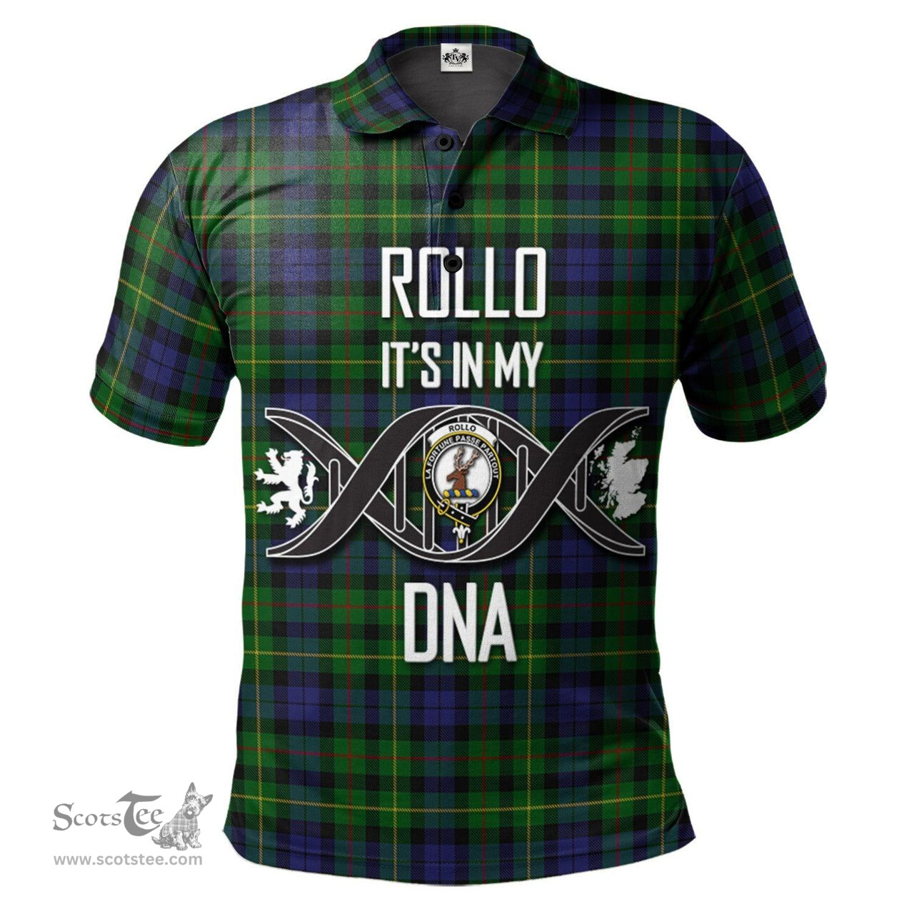 Scottish Rollo Clan It's In My DNA - DNA In Me Crest Tartan Polo Shirt Scottish Plaid Tartan Plaid - ScotsTee - scotstee.com