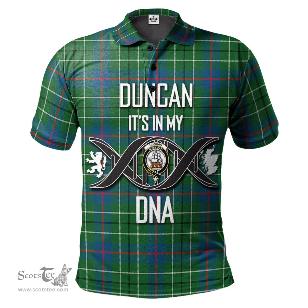 Scottish Duncan Ancient Clan It's In My DNA - DNA In Me Crest Tartan Polo Shirt Scottish Plaid Tartan Plaid - ScotsTee - scotstee.com