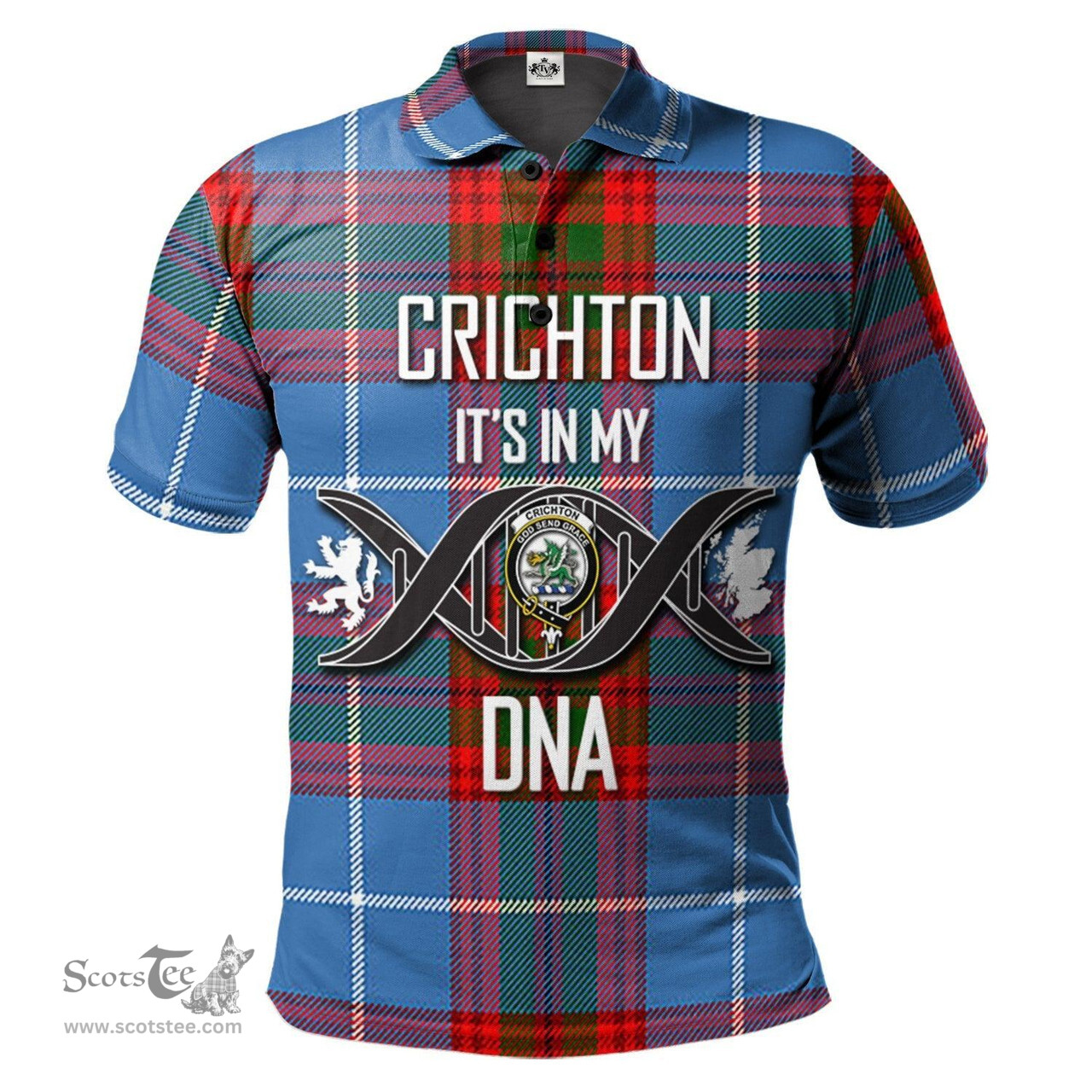 Scottish Crichton Clan It's In My DNA - DNA In Me Crest Tartan Polo Shirt Scottish Plaid Tartan Plaid - ScotsTee - scotstee.com