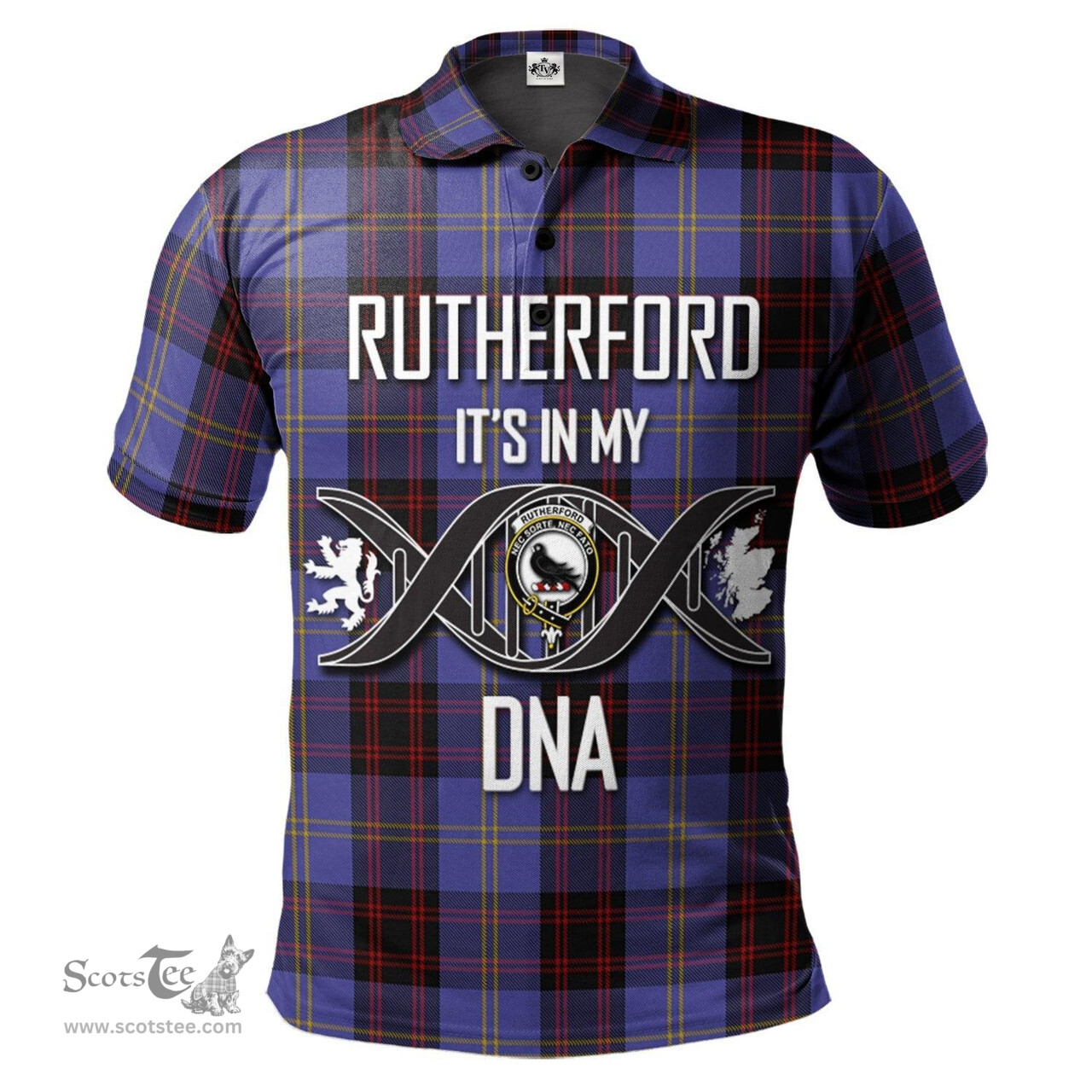 Scottish Rutherford Clan It's In My DNA - DNA In Me Crest Tartan Polo Shirt Scottish Plaid Tartan Plaid - ScotsTee - scotstee.com