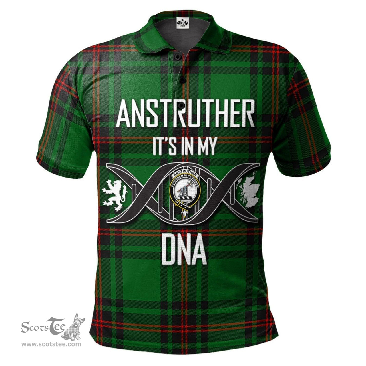 Scottish Anstruther Clan It's In My DNA - DNA In Me Crest Tartan Polo Shirt Scottish Plaid Tartan Plaid - ScotsTee - scotstee.com