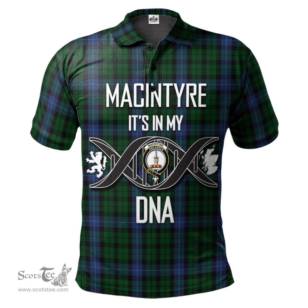 Scottish MacIntyre Clan It's In My DNA - DNA In Me Crest Tartan Polo Shirt Scottish Plaid Tartan Plaid - ScotsTee - scotstee.com
