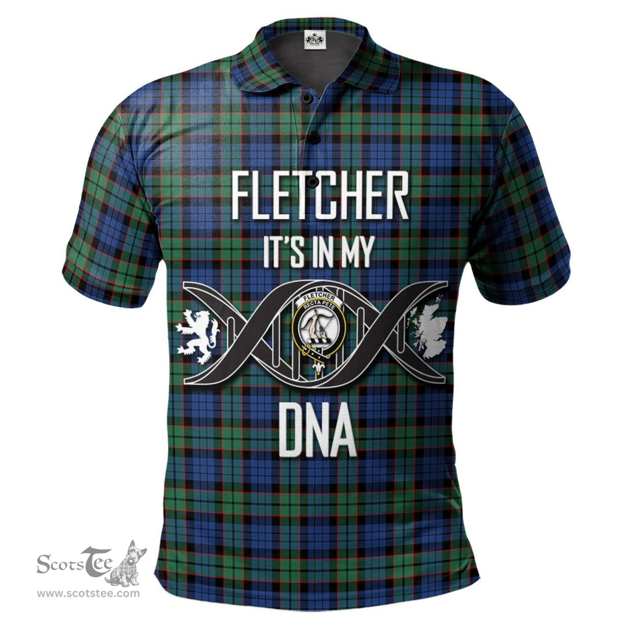 Scottish Fletcher Ancient Clan It's In My DNA - DNA In Me Crest Tartan Polo Shirt Scottish Plaid Tartan Plaid - ScotsTee - scotstee.com