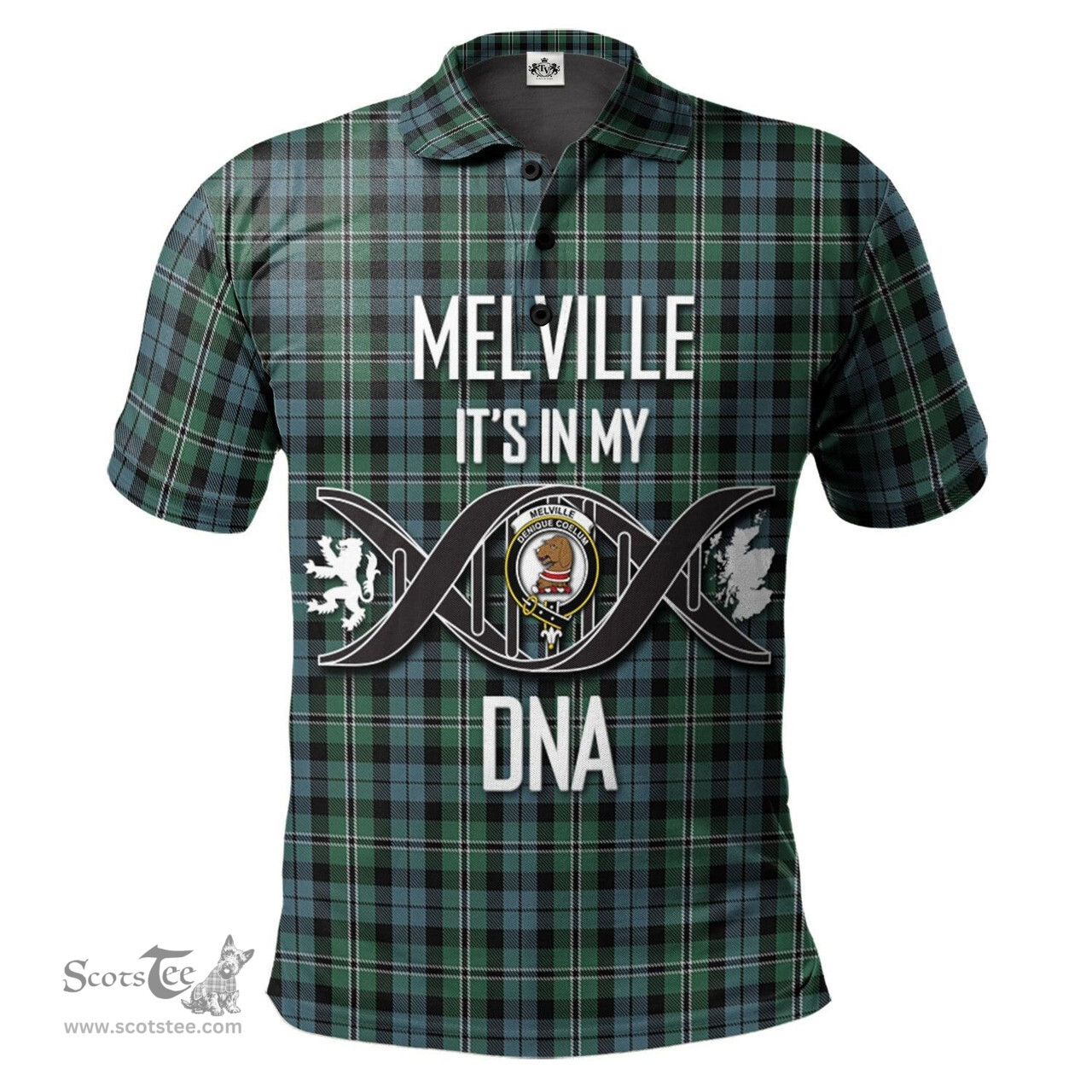 Scottish Melville Clan It's In My DNA - DNA In Me Crest Tartan Polo Shirt Scottish Plaid Tartan Plaid - ScotsTee - scotstee.com