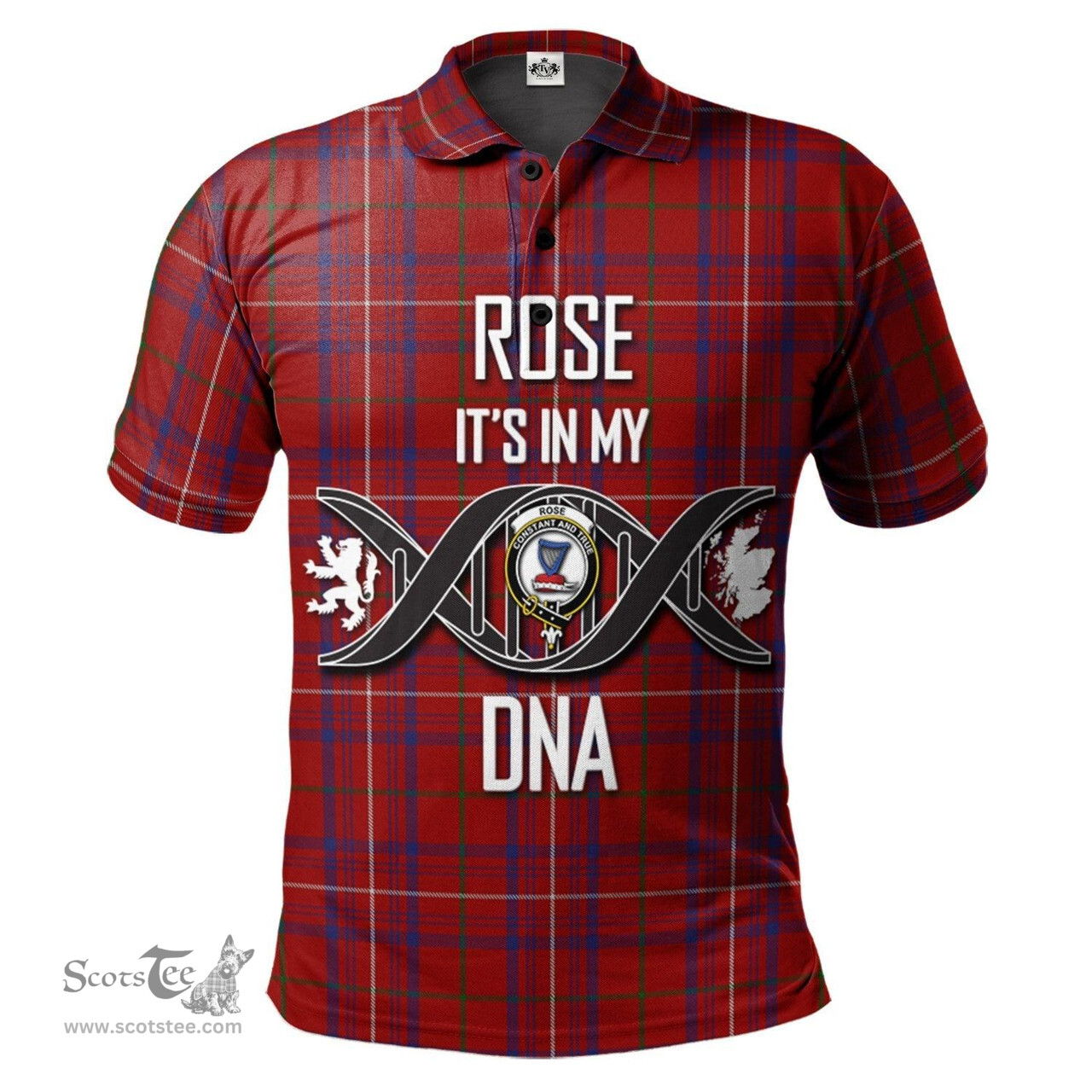 Scottish Rose Clan It's In My DNA - DNA In Me Crest Tartan Polo Shirt Scottish Plaid Tartan Plaid - ScotsTee - scotstee.com