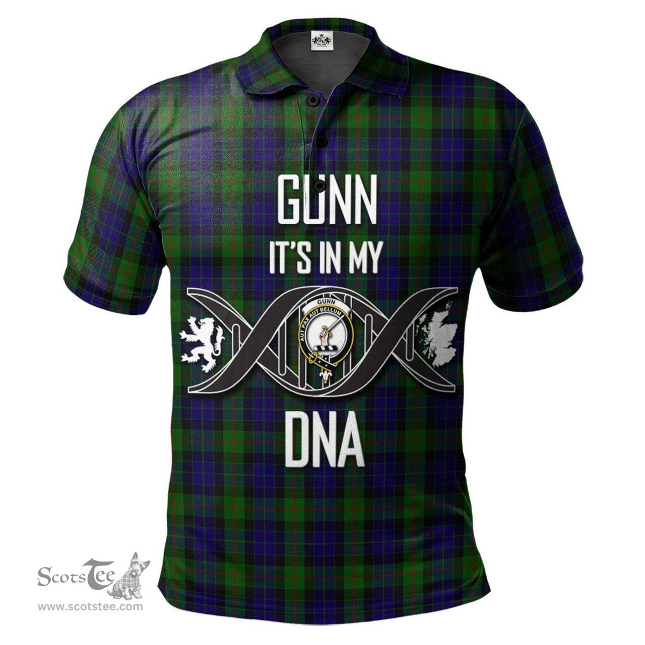 Scottish Gunn Clan It's In My DNA - DNA In Me Crest Tartan Polo Shirt Scottish Plaid Tartan Plaid - ScotsTee - scotstee.com