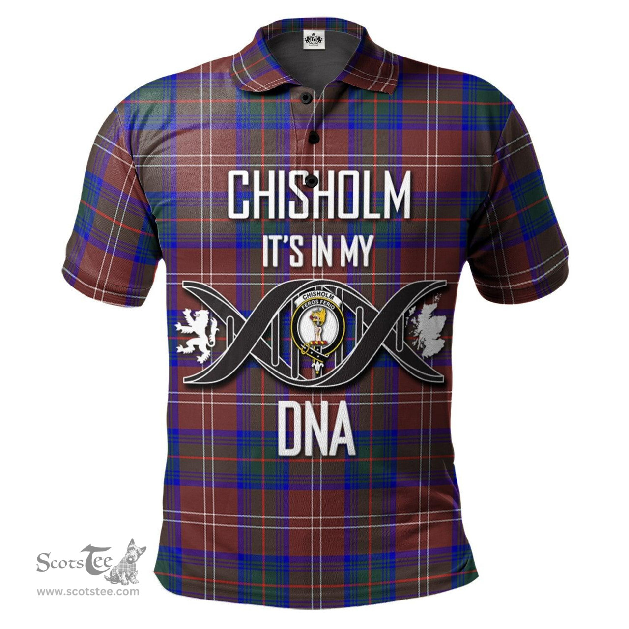 Scottish Chisholm Hunting Modern Clan It's In My DNA - DNA In Me Crest Tartan Polo Shirt Scottish Plaid Tartan Plaid - ScotsTee - scotstee.com