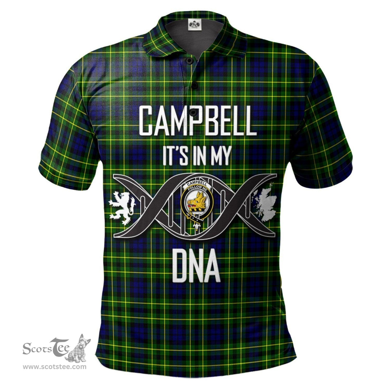 Scottish Campbell of Breadalbane Modern Clan It's In My DNA - DNA In Me Crest Tartan Polo Shirt Scottish Plaid Tartan Plaid - ScotsTee - scotstee.com