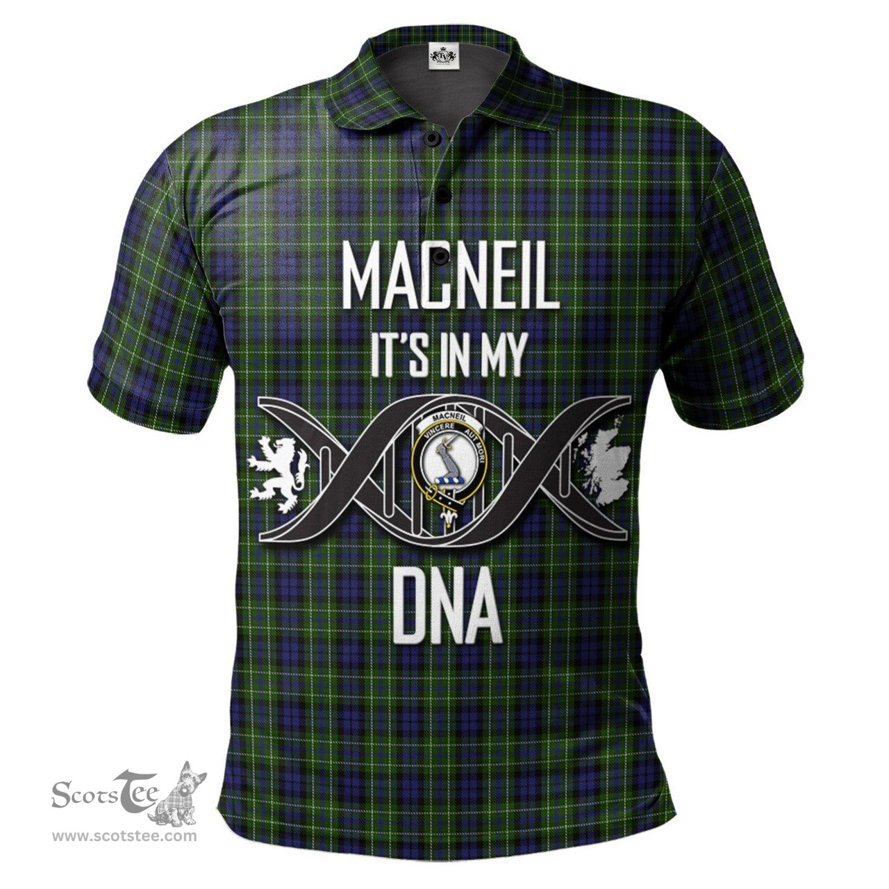 Scottish MacNeil of Colonsay Clan It's In My DNA - DNA In Me Crest Tartan Polo Shirt Scottish Plaid Tartan Plaid - ScotsTee - scotstee.com