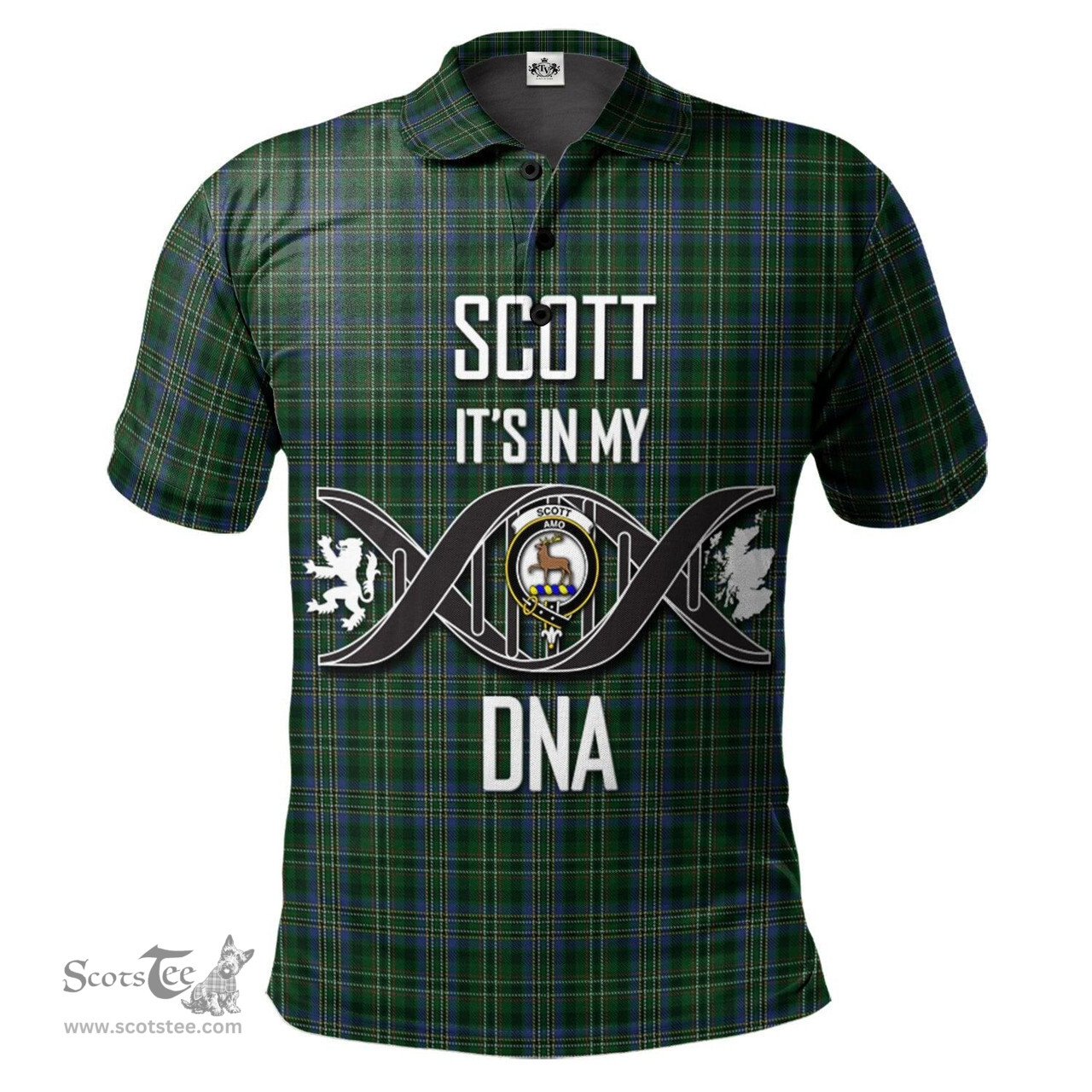 Scottish Scott Hunting Clan It's In My DNA - DNA In Me Crest Tartan Polo Shirt Scottish Plaid Tartan Plaid - ScotsTee - scotstee.com