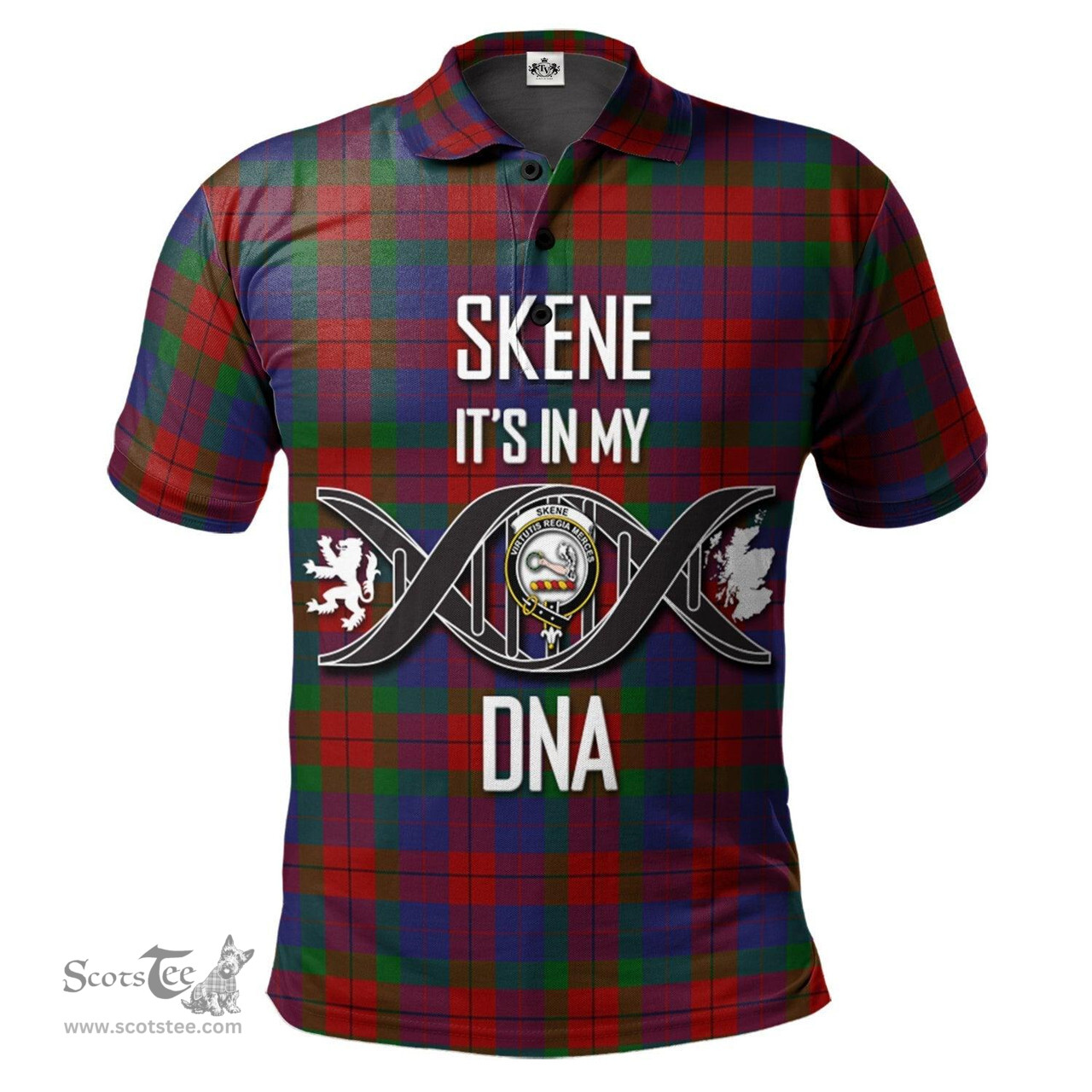 Scottish Skene of Cromar Clan It's In My DNA - DNA In Me Crest Tartan Polo Shirt Scottish Plaid Tartan Plaid - ScotsTee - scotstee.com